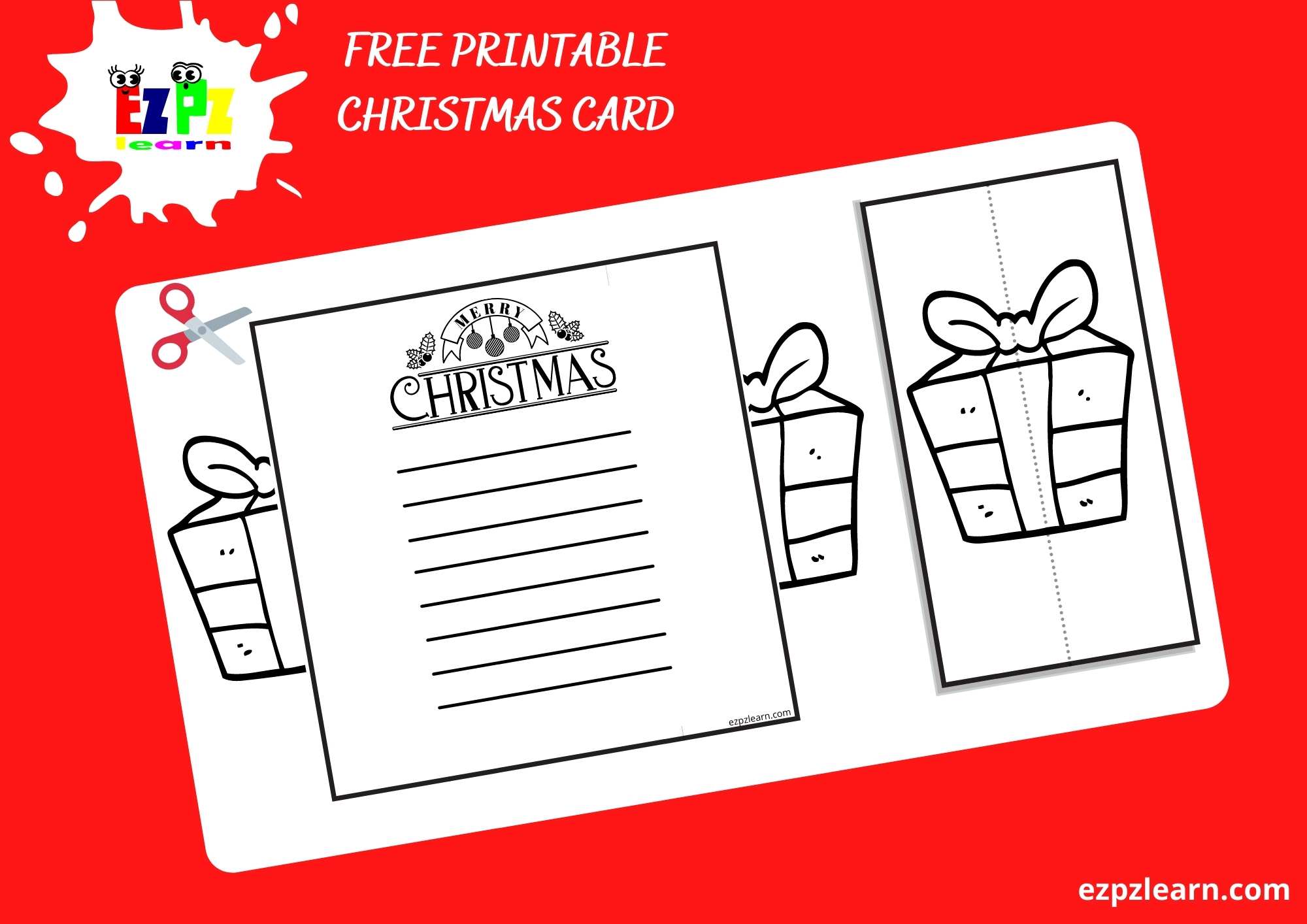 Gift Folding Christmas Card - Ezpzlearn.com